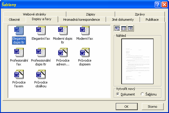 MS Word 2003 Jako příklad si vybereme třeba Průvodce obálkou, který nám pomůže interaktivním způsobem vytvořit obálky k našim dopisům.