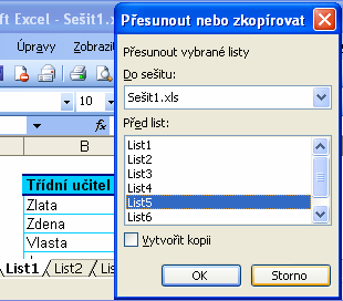 MS Excel 2003 Pro změnu pořadí listů v jednom souboru je nejrychlejší způsob přetažení myší.