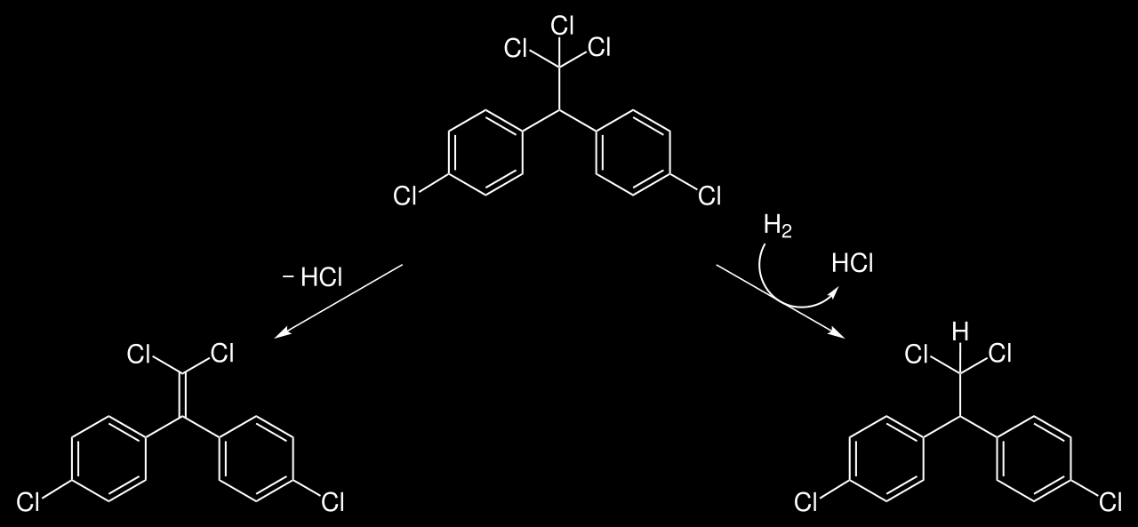 Chlorované pesticidy - DDT DDT 1,1,1-trichlor-2,2-bis(4- chlorfenyl)ethan (DDT) organochlorový pesticid Bezbarvý nebo bílý krystalický prášek, velmi slabé aromatické vůně DDE DDD Za 2.