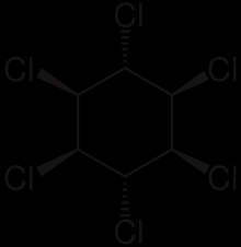 Chlorované pesticidy - HCH Hexachlorcyklohexan (HCH) chlorovaný cyklický uhlovodík, několik izomerů nejúčinnější gamma-hch (γ-hch, Lindan) insekticid - bílý prášek lehce zatuchlého zápachu, dobře
