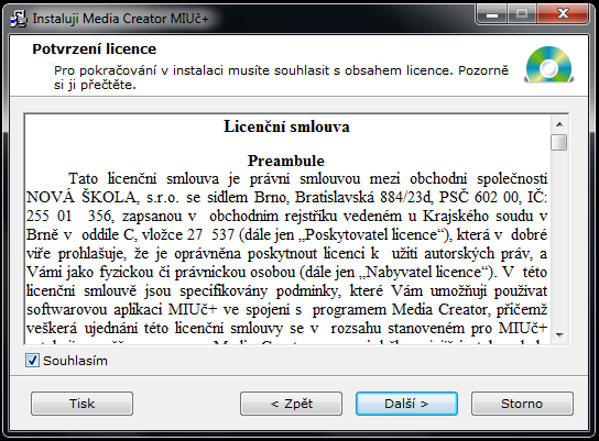 1.3. Průběh instalace 1.3.1. Okno ČTI mě : Okno obsahuje odkaz na aktuální znění návodu k instalaci a obsluze programu, doporučujeme vložit si tento odkaz do záložek Vašeho prohlížeče tak, abyste