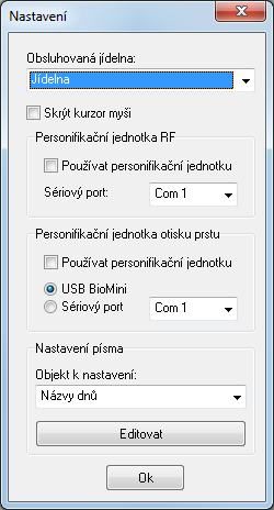 - Jakou pouužívat personifikační jednotku (čtečku identifikačních prvků) - Nastavení typu písma a jeho barvy pro: o Názvy dnů o Název