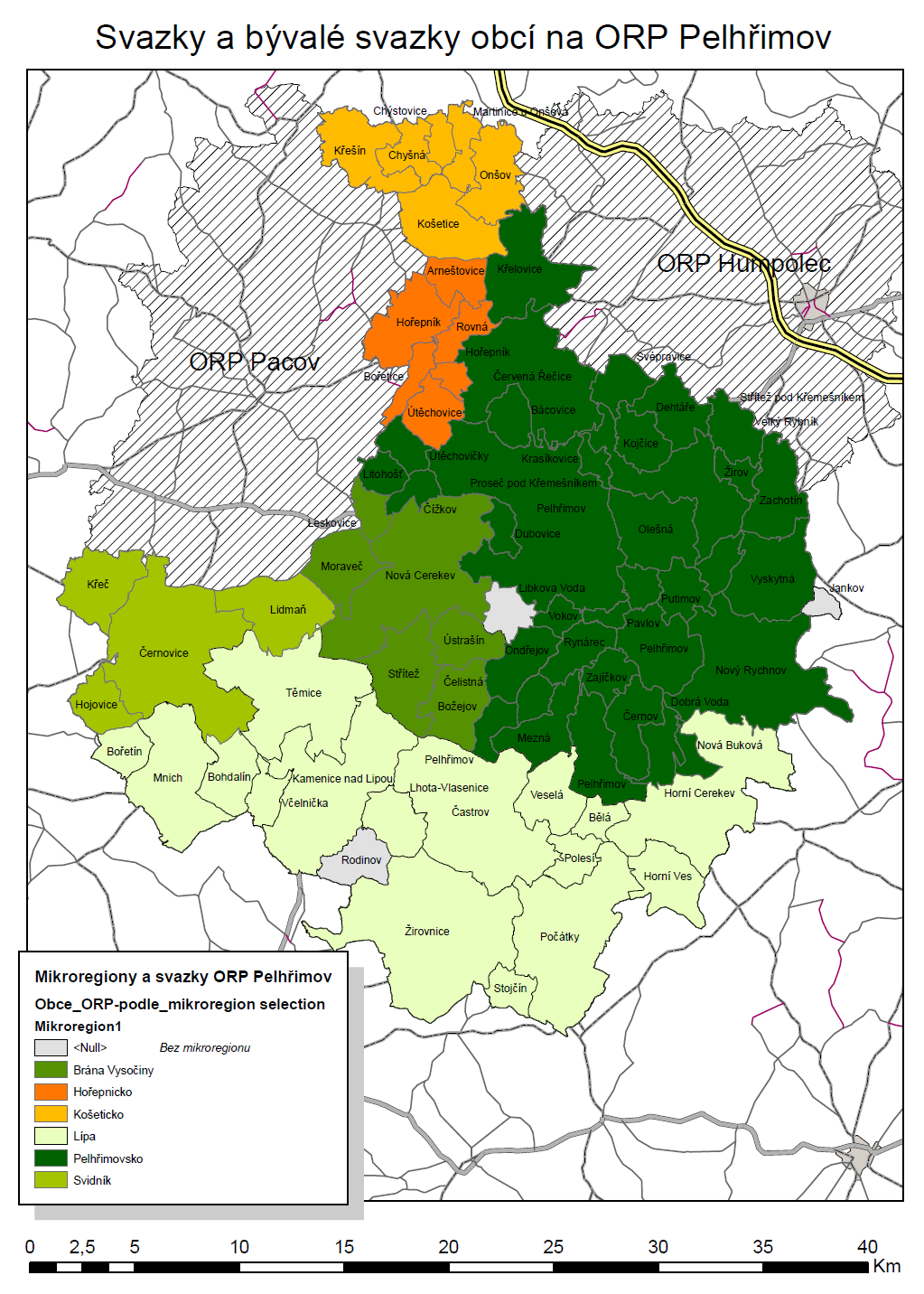 Stávající svazky obcí na území ORP Pelhřimov - Mikroregion Košeticko - DSO Hořepnický region - Mikroregion Brána Vysočiny - Sdružení