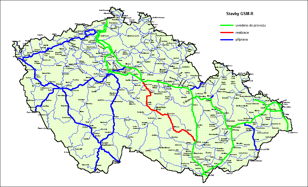 ERTMS v České republice ETCS systém ve výstavbě 2014 pokryto GSM-R sítí cca 1100 km (převážně 1. a 3.