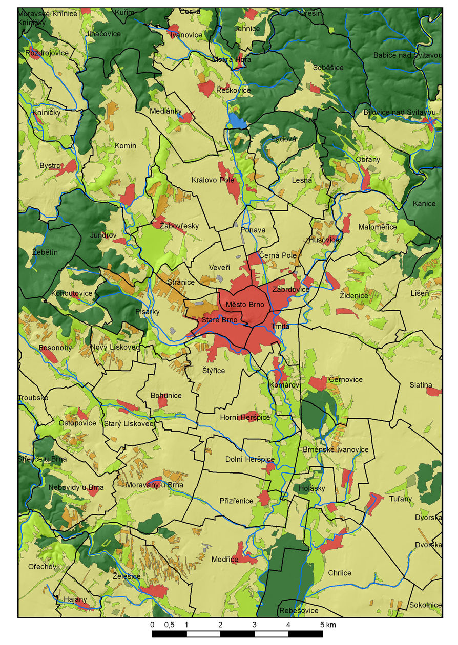 V modelovém území Brno a okolí bylo využito 2. rakouské vojenského mapování 1:28 800 a 1: 14 400 (1836-1838), 3.