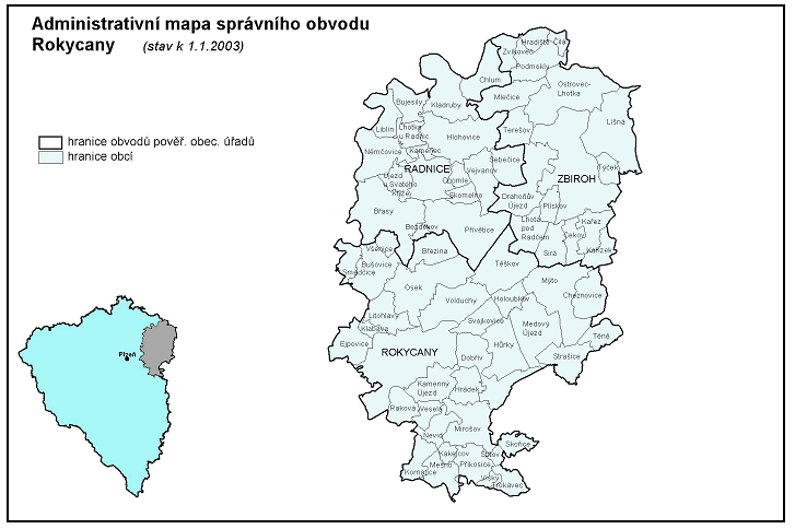 Obrázek č. 1: Administrativní členění ORP Rokycany 4 Tabulka č.