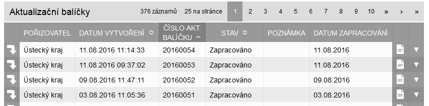 Výsledkem je soupis vybraných aktualizačních balíčků. V případě více záznamů lze v soupisu listovat. 3.5.