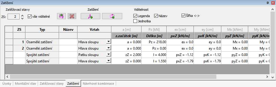 Uživatelské prostředí Panel tabulek (oblast F) Při typu zadání [n x Ds] se programem spočtené nutné plochy výztuže v tabulce rekapitulace výsledků zpětně přepočítávají na nutný počet prutů zadaného