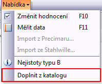 Kroky přiřazené z Kalibračních kroků jsou probarveny v položkách JR, HT, DT modře. Po výběru druhu a strany kalibru jsou dopočítány příslušné tolerance. 7.2.