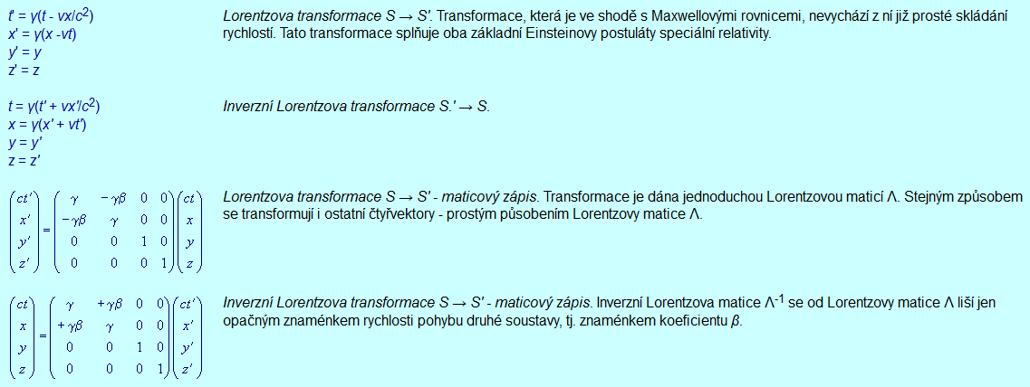 Galileova a Lorentzova transformace