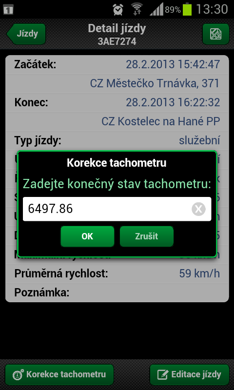 KAPITOLA Z WD MOBILE Editace jízdy, korekce tachometru Potřebujete uzavřít měsíc, provést úpravy v knize jízd a nejste u počítače?