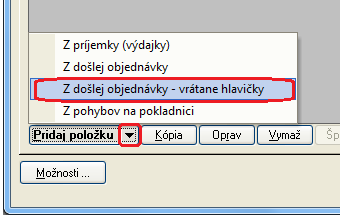 Následne, po dodaní tovaru našim dodávateľom, zaevidujeme príjemku na sklad.