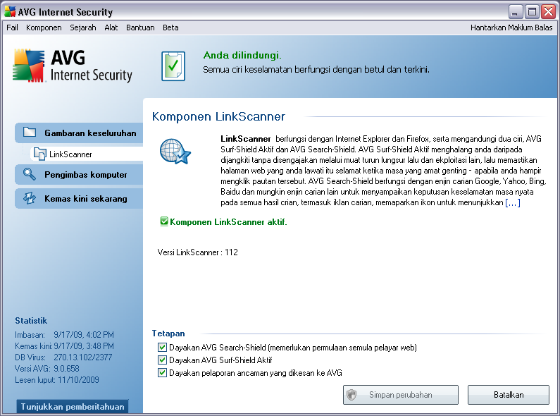 Nota: AVG Link Scanner bukan bertujuan untuk platform pelayan! 8.10.2.