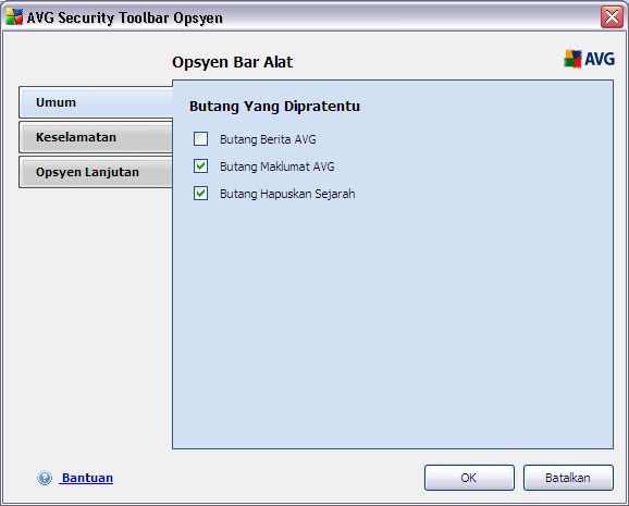 perlindungan AVG Active Surf-Shield Butang Maklumat AVG - memberikan pautan kepada maklumat keselamatan penting yang terletak pada tapak web AVG (http://www.avg. com/). 8.14.2.