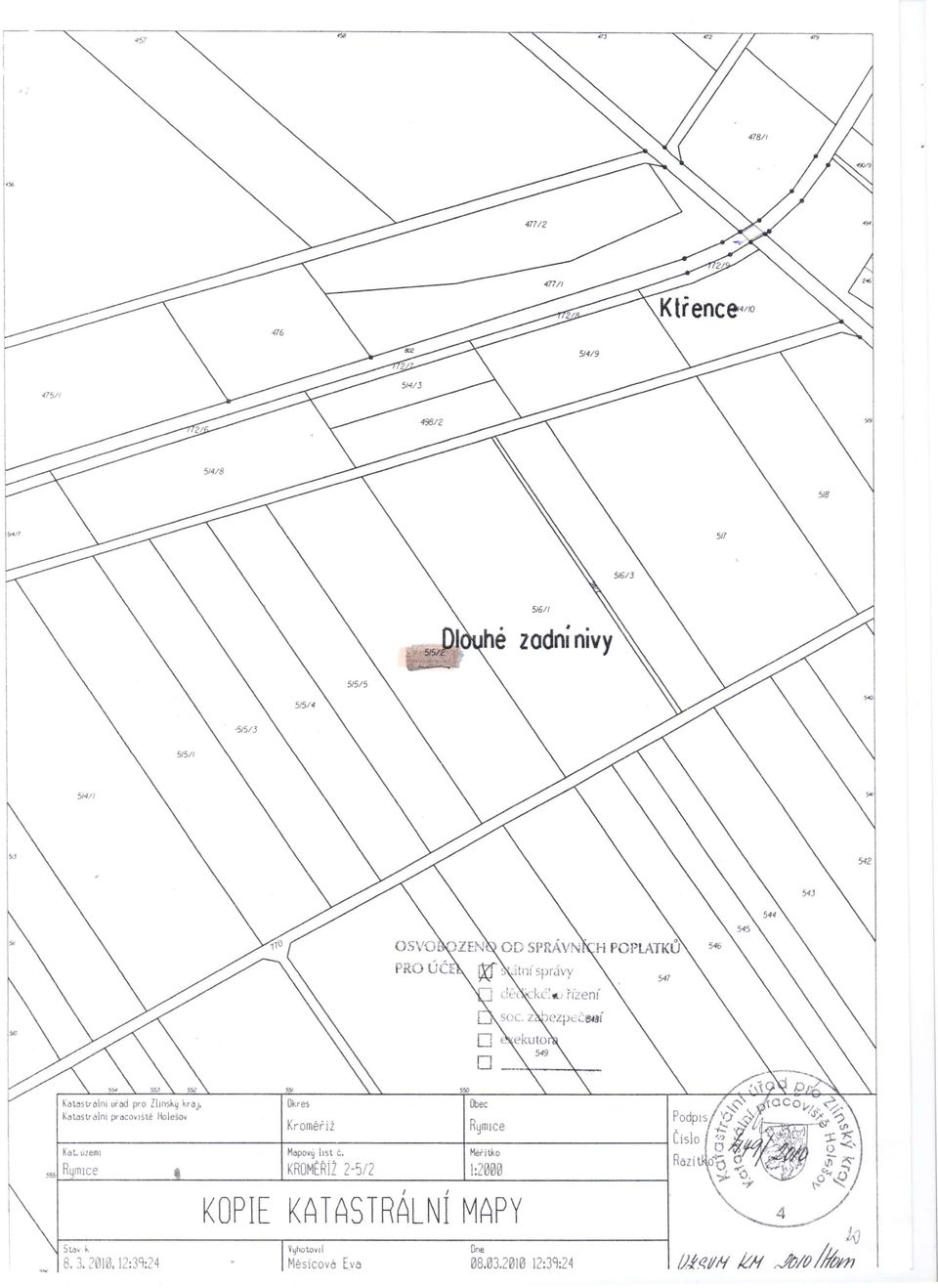 Mehtko m Rymlce KROMtŘIŽ 2-5/2 1:2000 Sto_. 8.3. 2010.