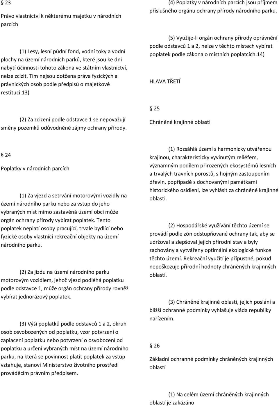 13) (4) Poplatky v národních parcích jsou příjmem příslušného orgánu ochrany přírody národního parku.