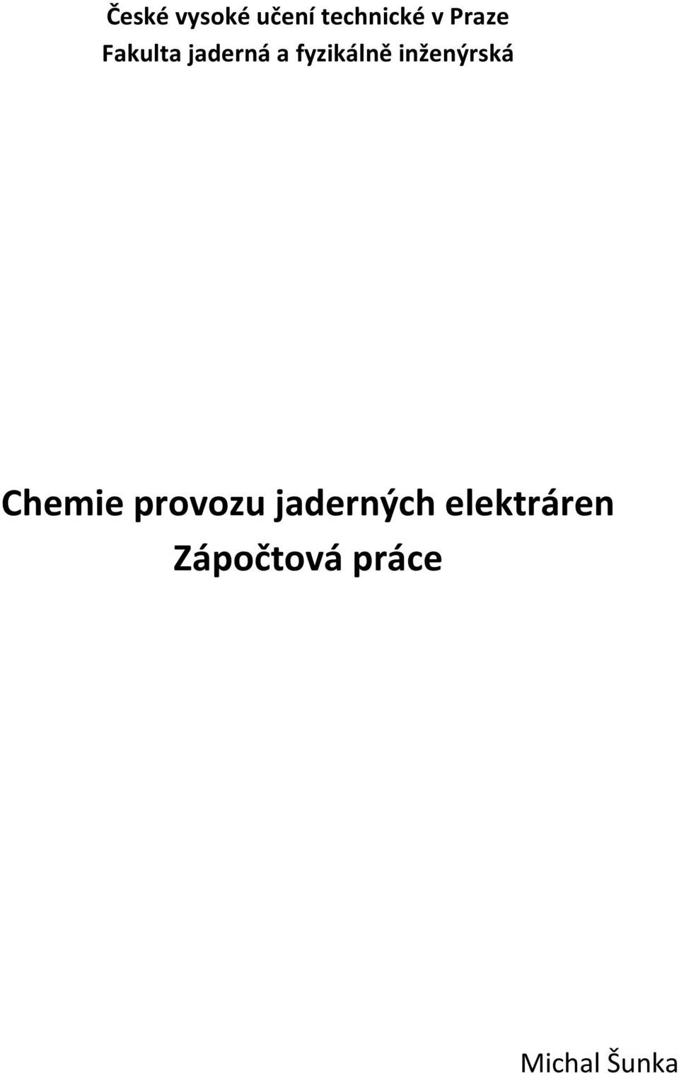 inženýrská Chemie provozu