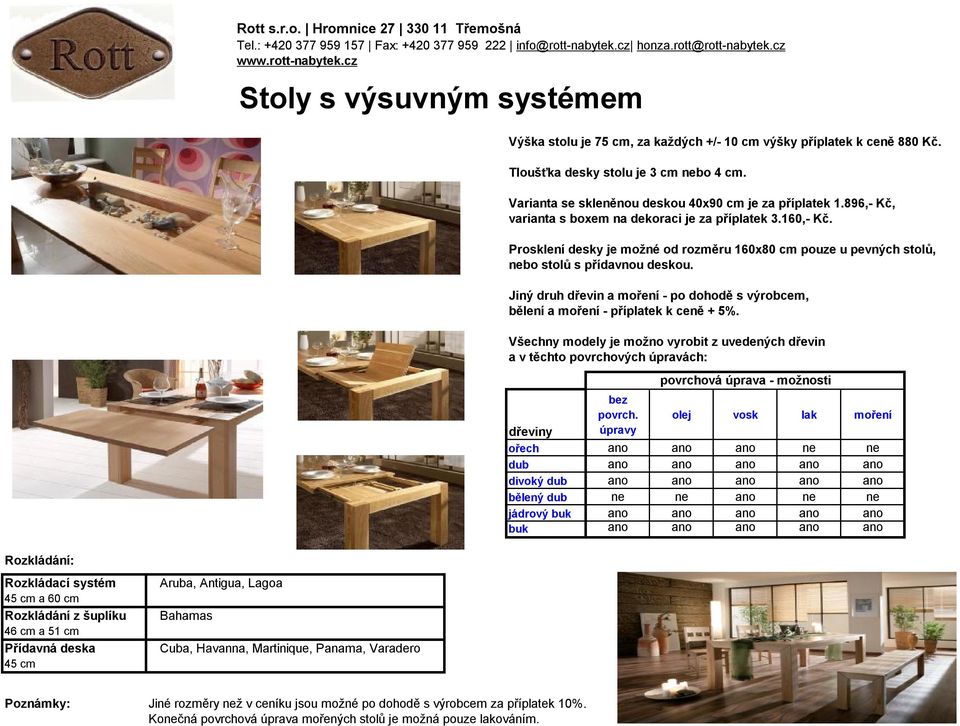 Varianta se skleněnou deskou 40x90 cm je za příplatek 1.896,- Kč, varianta s boxem na dekoraci je za příplatek 3.160,- Kč.