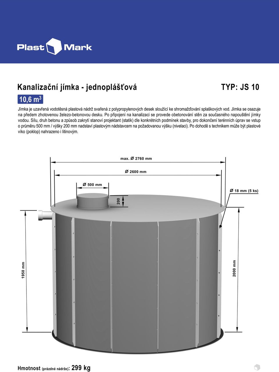 Po dohodì s technikem mùže být plastové 2760 mm 2600