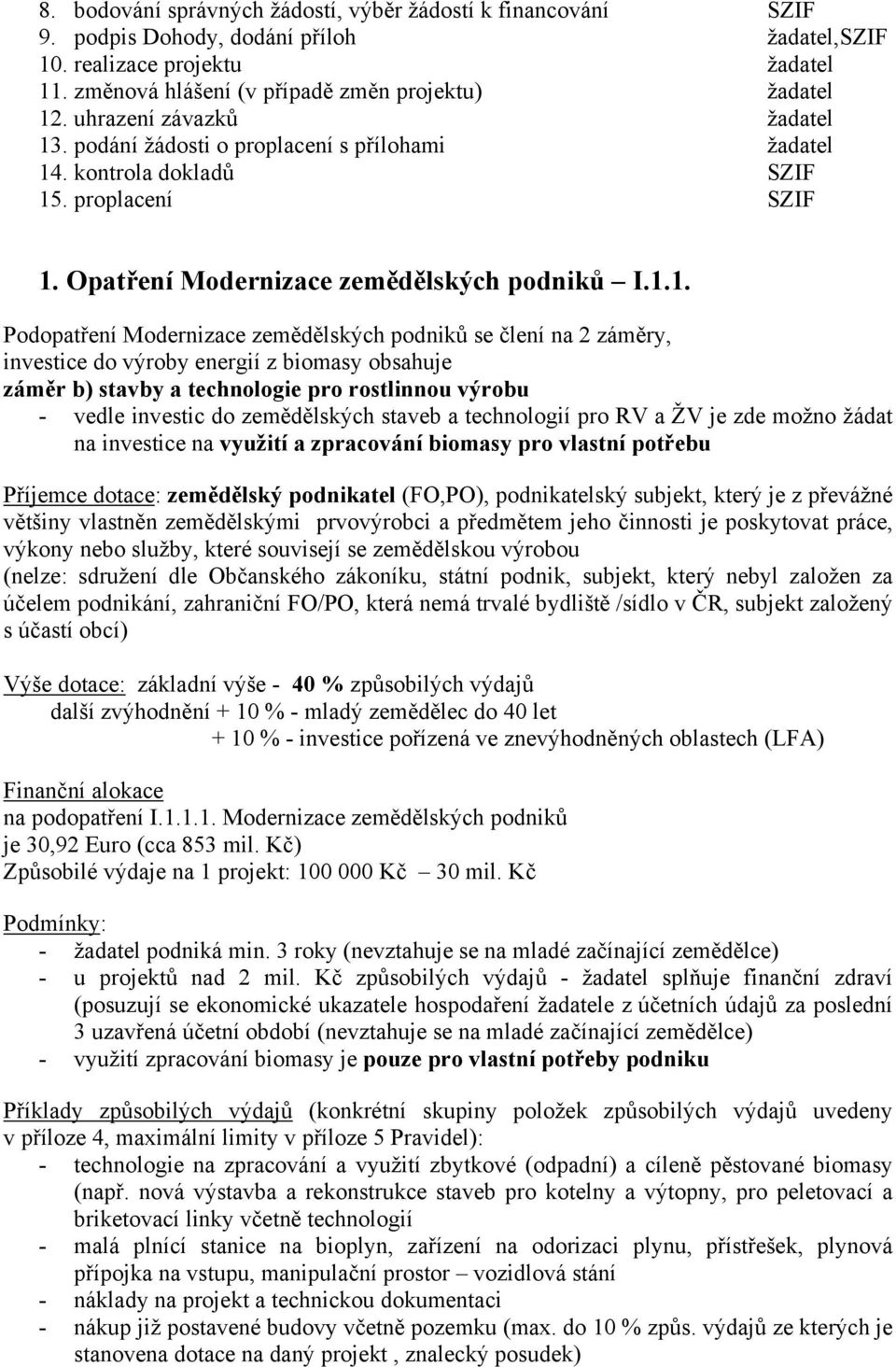 . podání žádosti o proplacení s přílohami žadatel 14