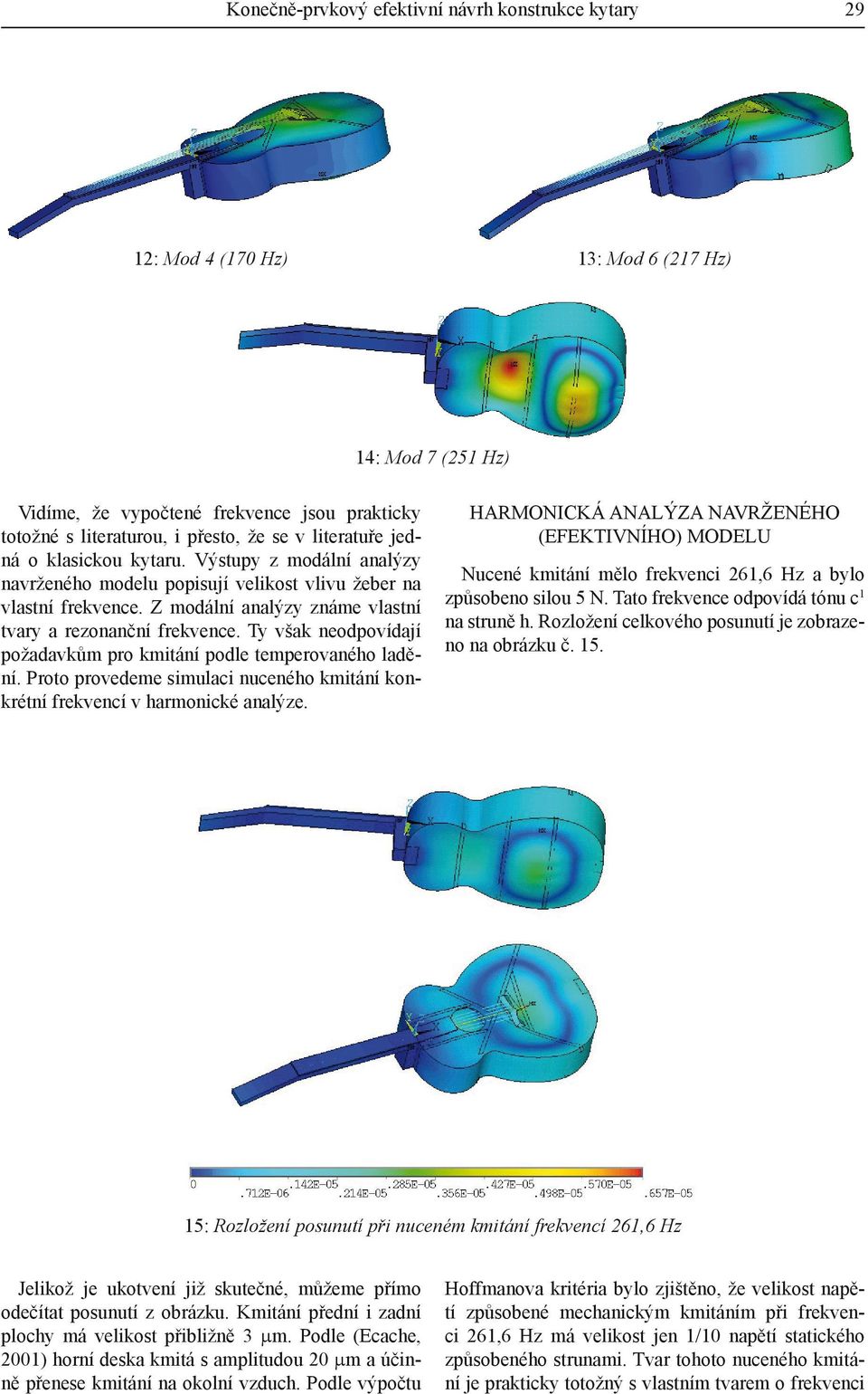 Ty však neodpovídají požadavkům pro kmitání podle temperovaného ladění. Proto provedeme simulaci nuceného kmitání konkrétní frekvencí v harmonické analýze.