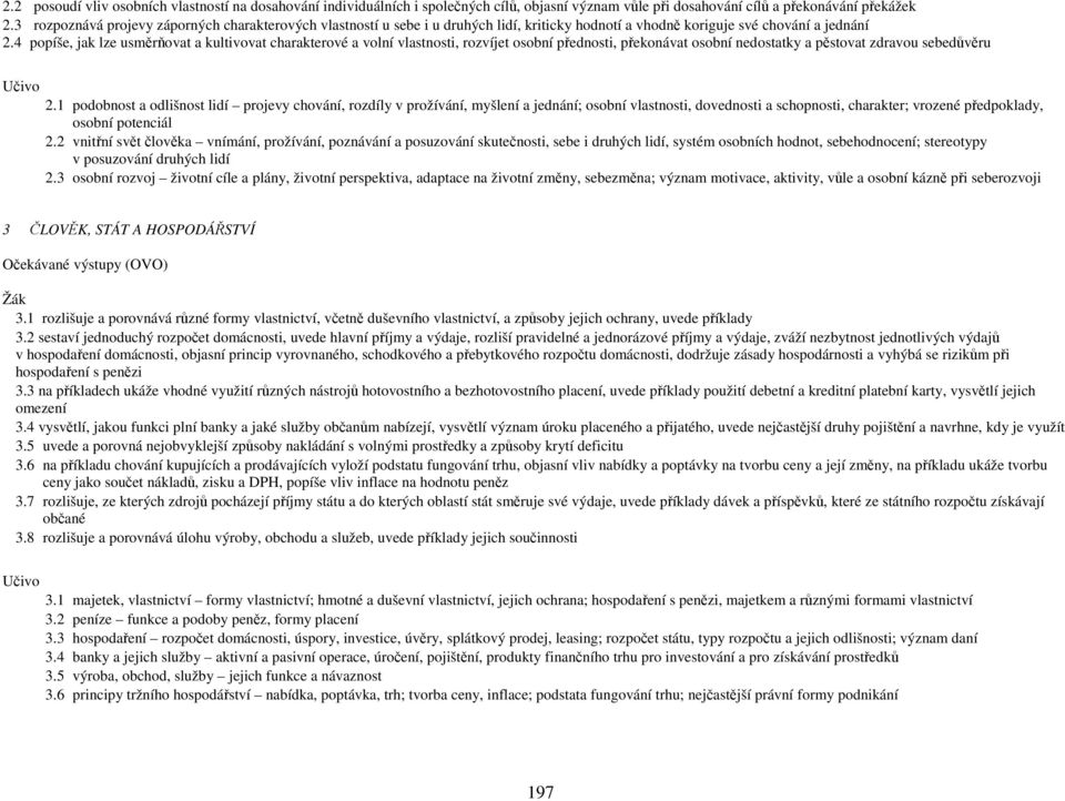 4 popíše, jak lze usměrňovat a kultivovat charakterové a volní vlastnosti, rozvíjet osobní přednosti, překonávat osobní nedostatky a pěstovat zdravou sebedůvěru Učivo 2.