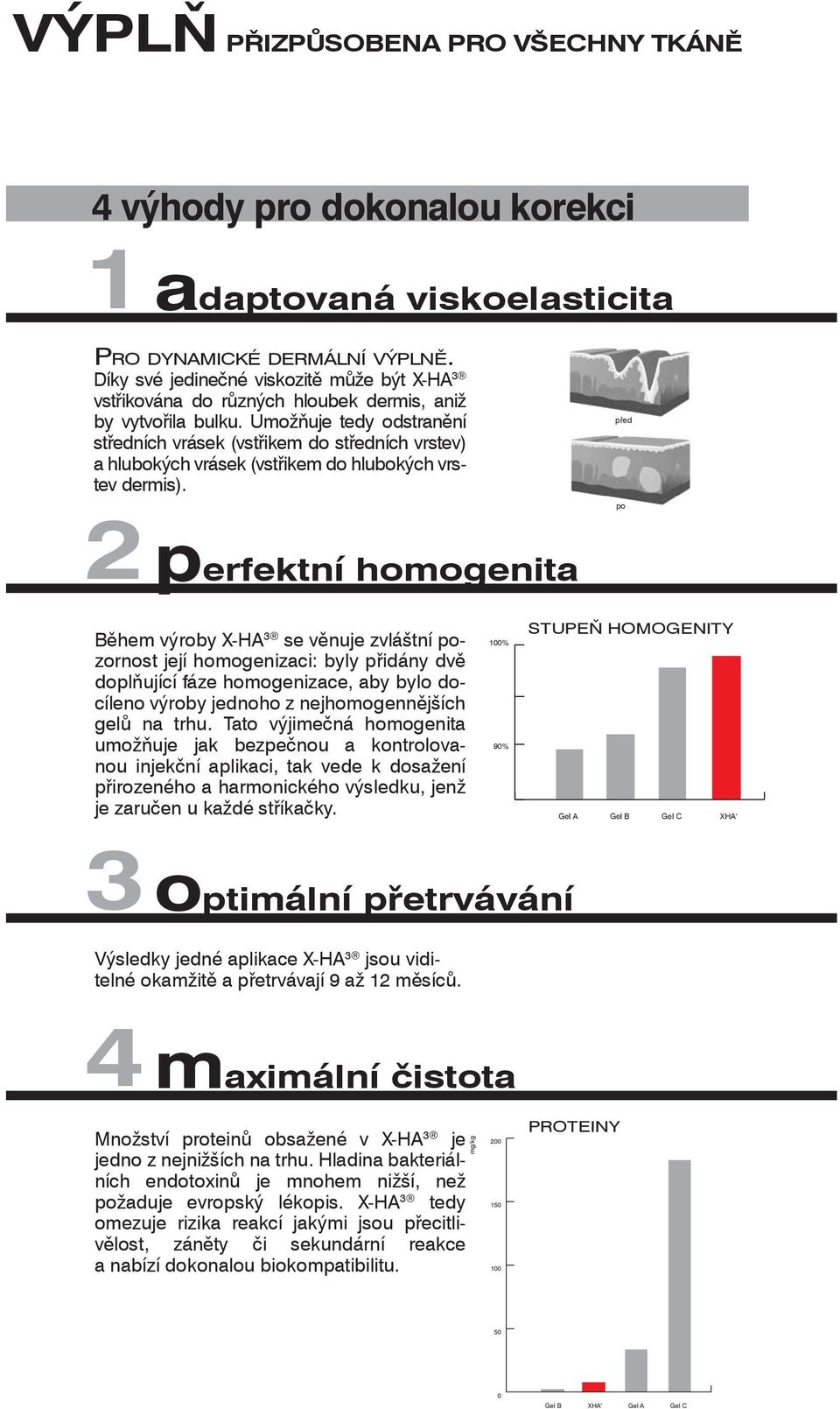 Umožňuje tedy odstranění středních vrásek (vstřikem do středních vrstev) a hlubokých vrásek (vstřikem do hlubokých vrstev dermis).