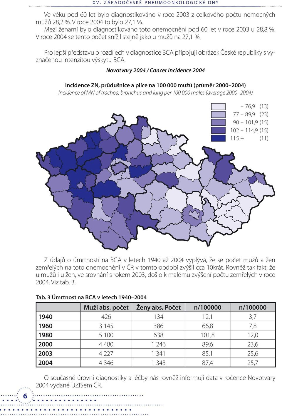 Pro lepší představu o rozdílech v diagnostice BCA připojuji obrázek České republiky s vyznačenou intenzitou výskytu BCA.