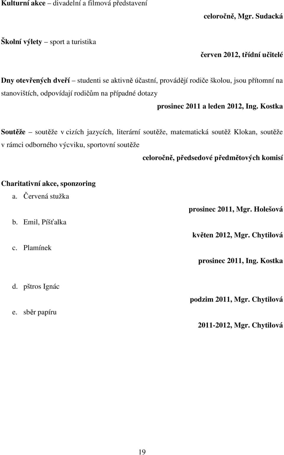 rodičům na případné dotazy prosinec 2011 a leden 2012, Ing.