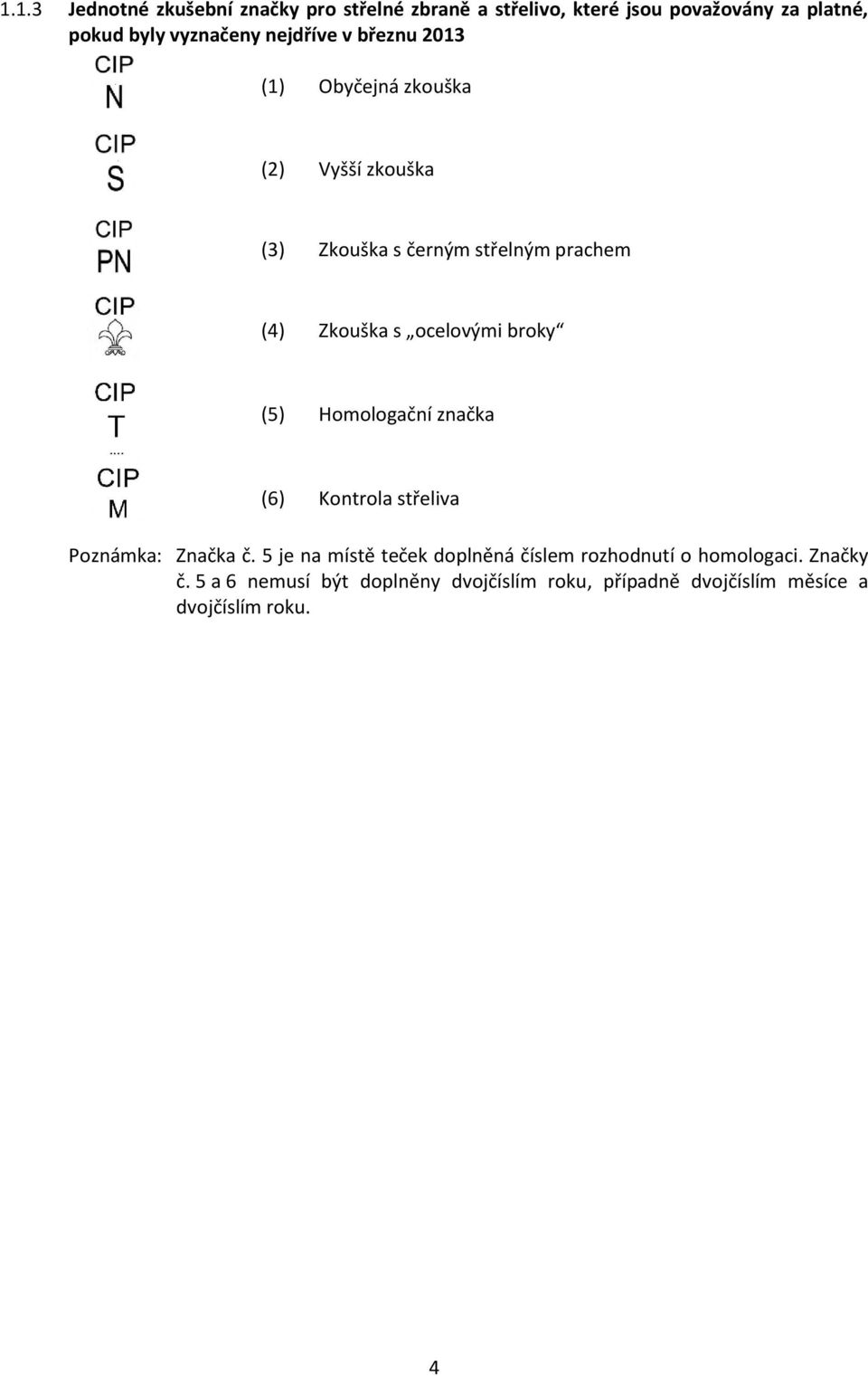 ocelovými broky (5) Homologační značka (6) Kontrola střeliva Poznámka: Značka č.