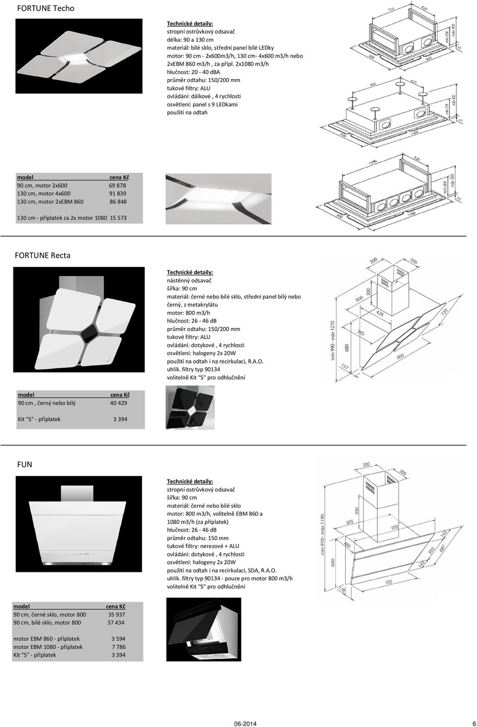 2xEBM 860 86848 130 cm - příplatek za 2x motor 1080 15 573 FORTUNE Recta šířka: 90 cm materiál: černé nebo bílé sklo, střední panel bílý nebo černý, z metakrylátu motor: 800 m3/h hlučnost: 26-46 db