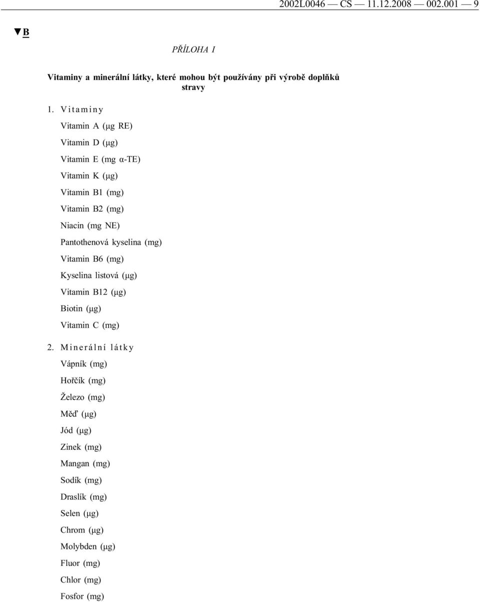 Pantothenová kyselina (mg) Vitamin B6 (mg) Kyselina listová (μg) Vitamin B12 (μg) Biotin (μg) Vitamin C (mg) 2.