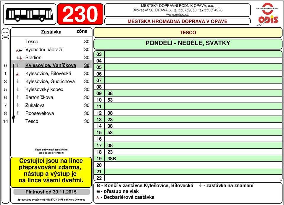 3 Zukalova 3 Rooseveltova 3 Platnost od 3.