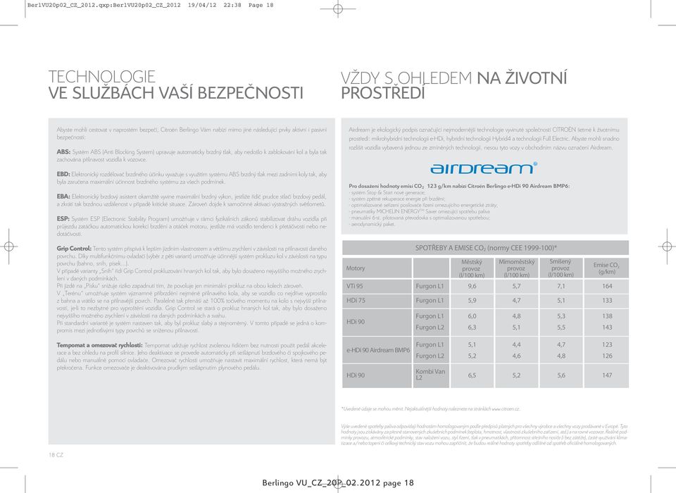 jiné následující prvky aktivní i pasivní bezpečnosti: ABS: Systém ABS (Anti Blocking System) upravuje automaticky brzdný tlak, aby nedošlo k zablokování kol a byla tak zachována přilnavost vozidla k