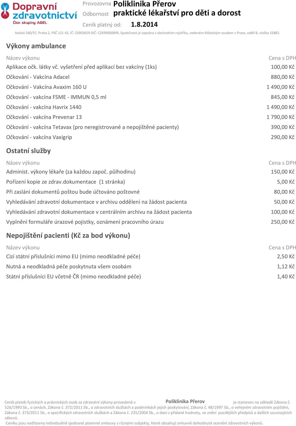 vakcína FSME - IMMUN 0,5 ml Očkování - vakcína Havrix 1440 Očkování - vakcína Prevenar 13 Očkování - vakcína