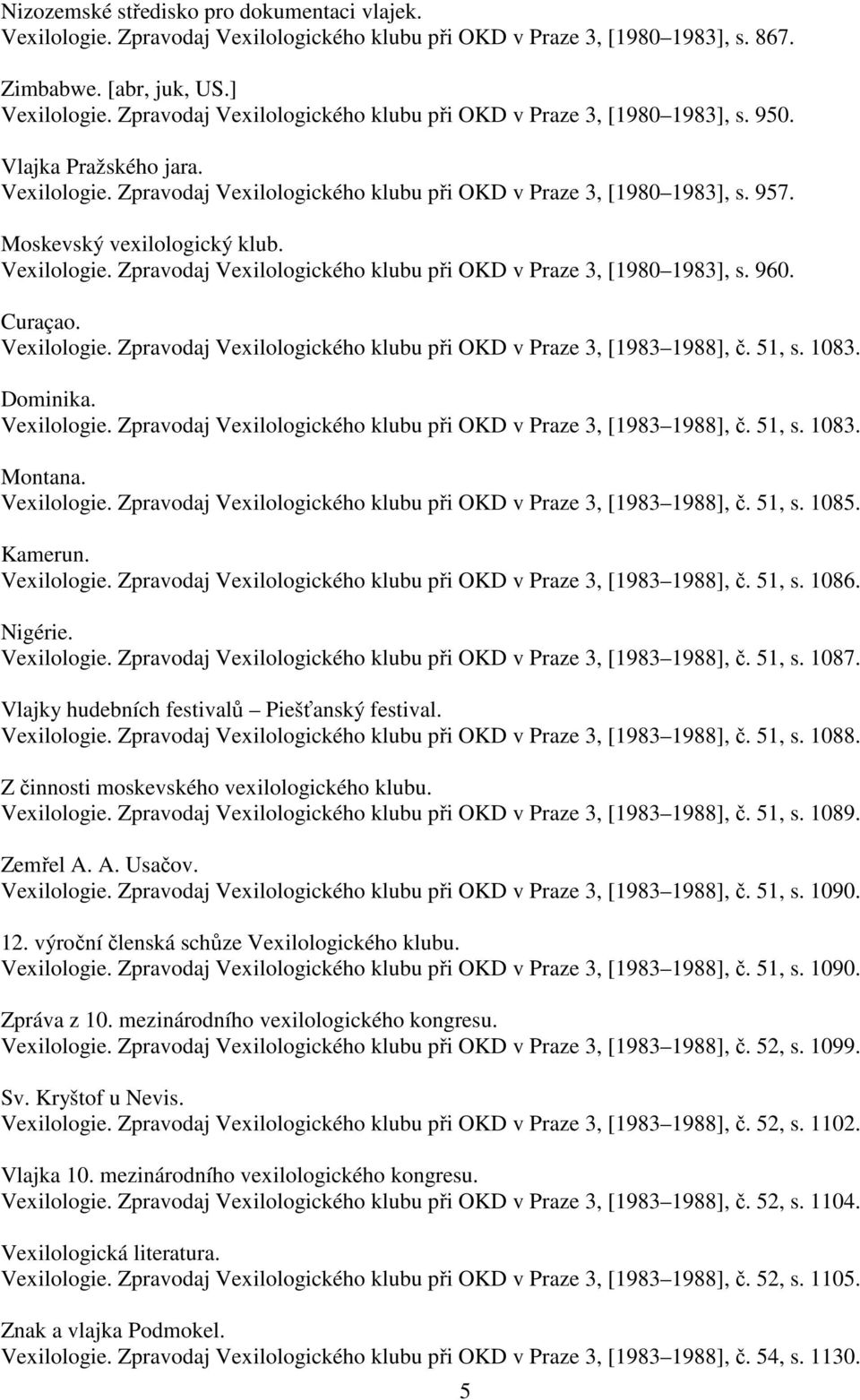 Moskevský vexilologický klub. Vexilologie. Zpravodaj Vexilologického klubu při OKD v Praze 3, [1980 1983], s. 960. Curaçao. Vexilologie. Zpravodaj Vexilologického klubu při OKD v Praze 3, [1983 1988], č.