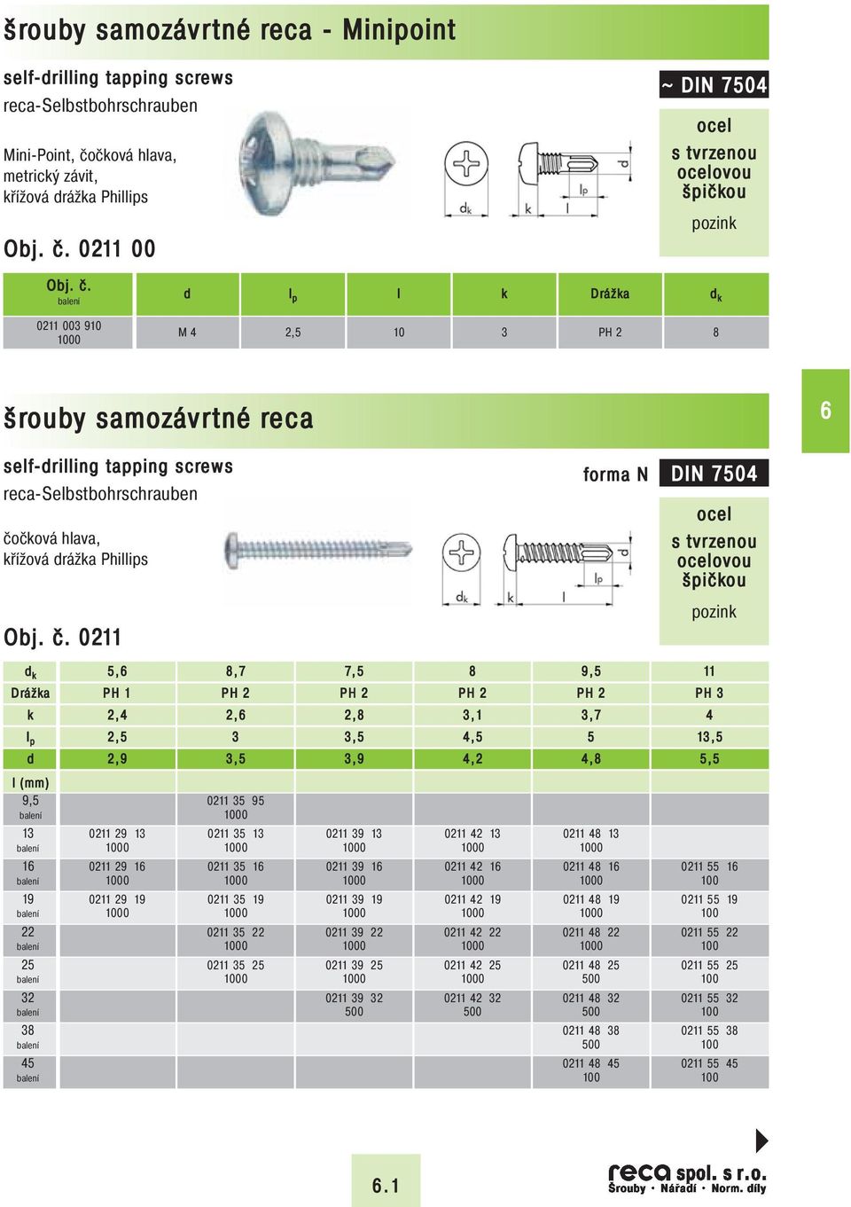 č. 0211 Dráža 5, PH 1 2,4 2,5 2,9 8,7 2, 3 3,5 2,8 3,5 3,9 forma N DIN 74 ovou špičou pozin 9,5 0211 35 95 13 0211 29 13 0211 35 13 0211 39 13 0211 42 13 0211 48 13 1 0211 29 1 0211 35 1 0211 39 1