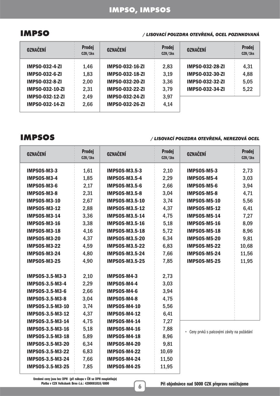 LISOVACÍ POUZDRA OTEVŘENÁ, NEREZOVÁ OCEL IMPSOS-M3-3 IMPSOS-M3-4 IMPSOS-M3-6 IMPSOS-M3-8 IMPSOS-M3-10 IMPSOS-M3-12 IMPSOS-M3-14 IMPSOS-M3-16 IMPSOS-M3-18 IMPSOS-M3-20 IMPSOS-M3-22 IMPSOS-M3-24