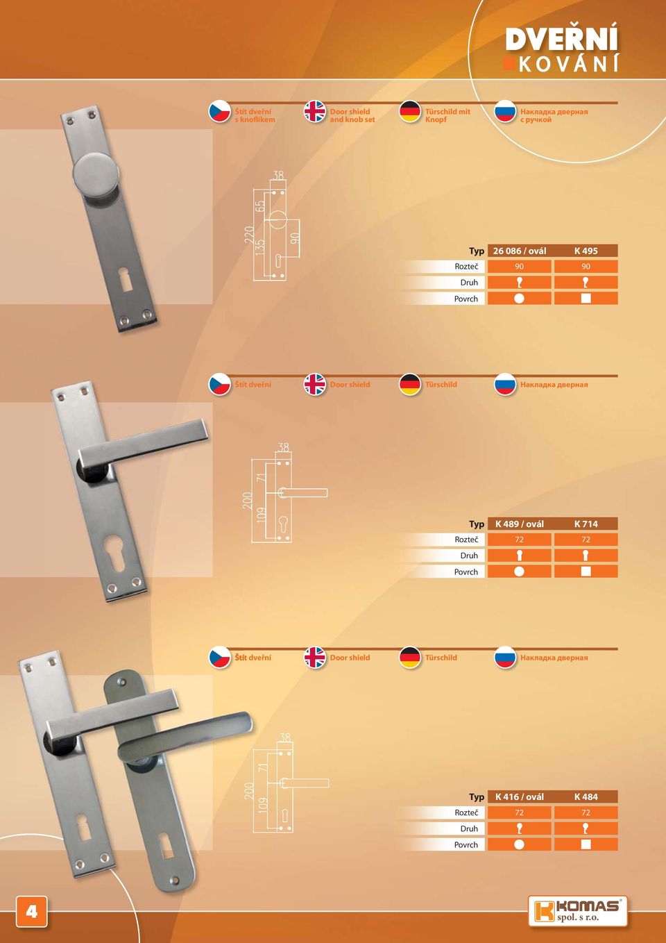 Door shield Türschild K 489 / ovál K 714 72 72 Štít dveřní