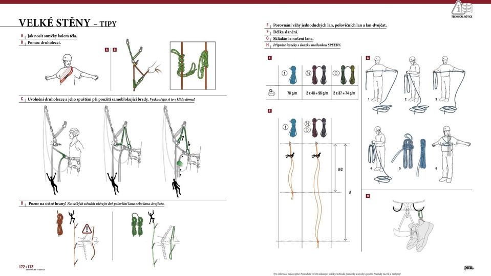Připněte lezečky s úvazku mailonkou SPY. G Uvolnění druholezce a jeho spuštění při použití samoblokující brzdy.
