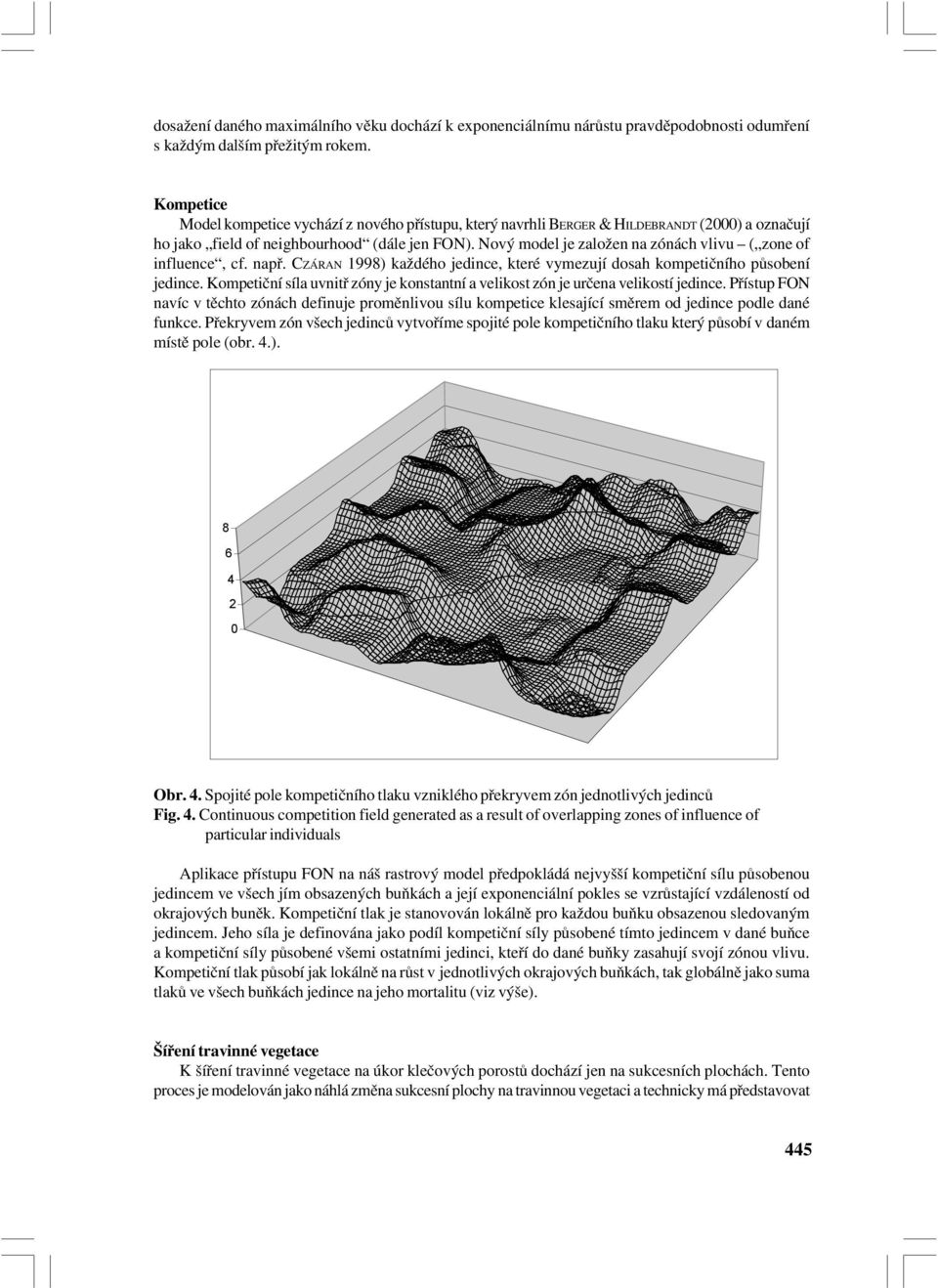 Nový model je založen na zónách vlivu ( zone of influence, cf. např. CZÁRAN 1998) každého jedince, které vymezují dosah kompetičního působení jedince.