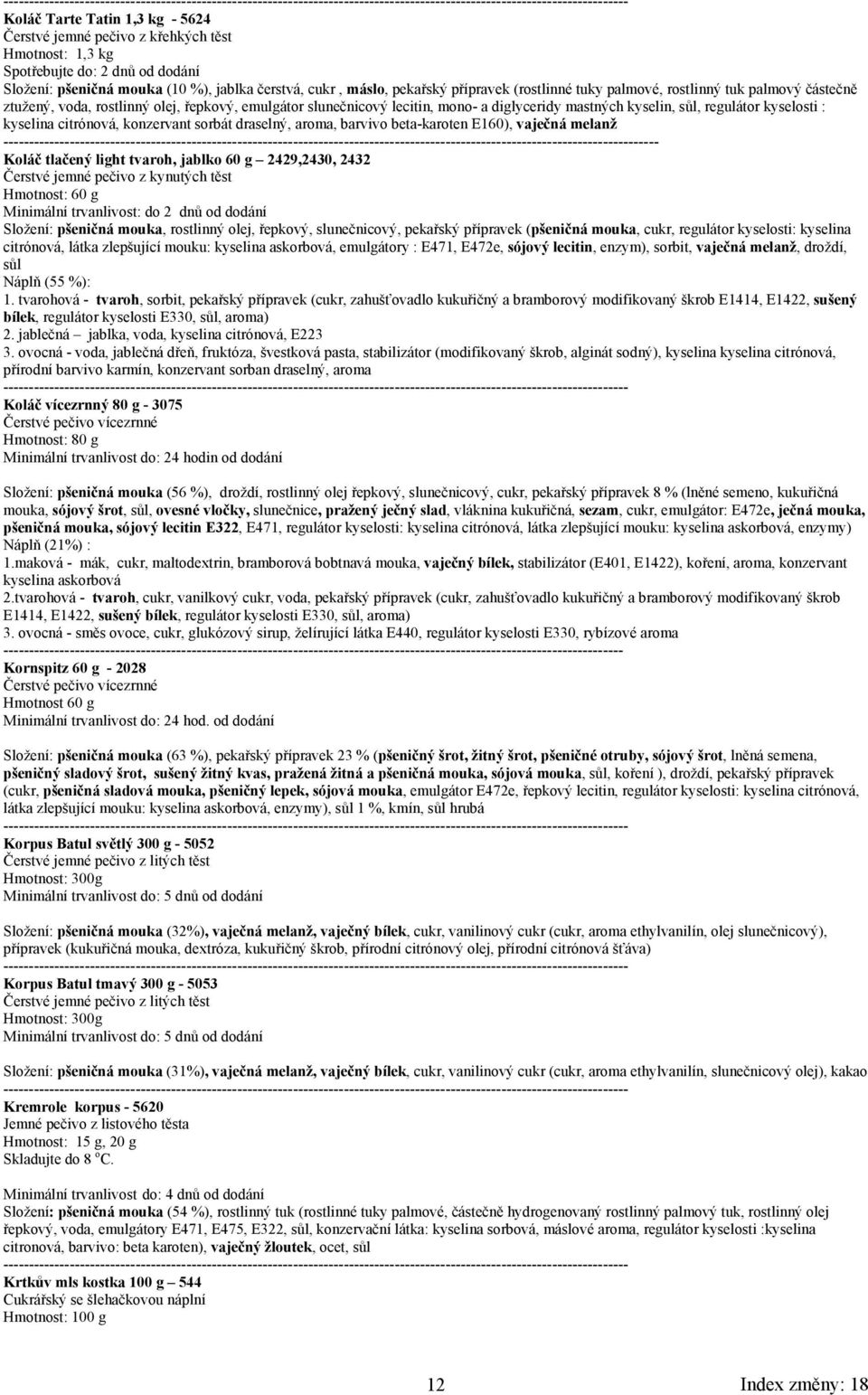 kyselina citrónová, konzervant sorbát draselný, aroma, barvivo beta-karoten E160), vaječná melanž ------ Koláč tlačený light tvaroh, jablko 60 g 2429,2430, 2432 Hmotnost: 60 g Minimální trvanlivost: