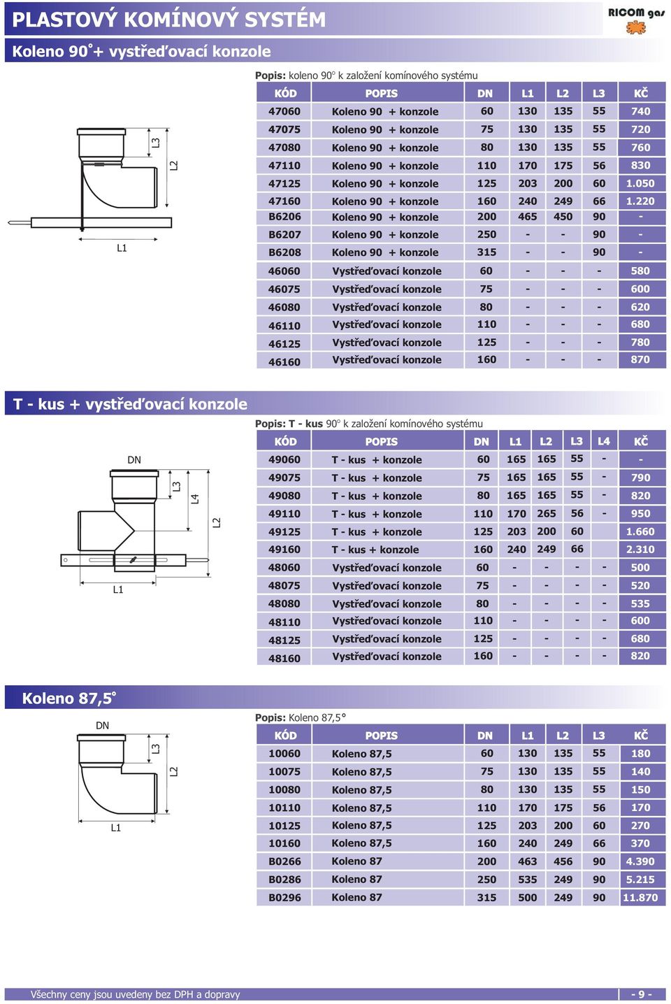 220 B6206 Koleno 90 + konzole 200 465 450 90 - B6207 B6208 Koleno 90 + konzole 250 - - 90 - Koleno 90 + konzole 35 - - 90-46060 Vystøeïovací konzole 60 - - - 580 46075 Vystøeïovací konzole 75 - - -