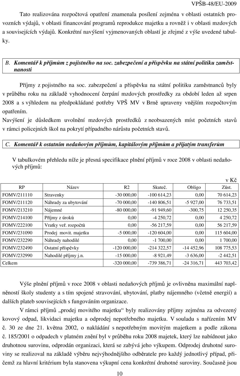 zabezpečení a příspěvku na státní politiku zaměstnanosti Příjmy z pojistného na soc.