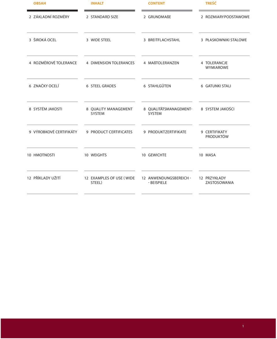 SYSTÉM JAKOSTI 08 QUALITY MANAGEMENT SYSTEM 08 QUALITÄTSMANAGEMENT- SYSTEM 08 SYSTEM JAKOŚCI 09 VÝROBKOVÉ CERTIFIKÁTY 09 PRODUCT CERTIFICATES 09 PRODUKTZERTIFIKATE 09