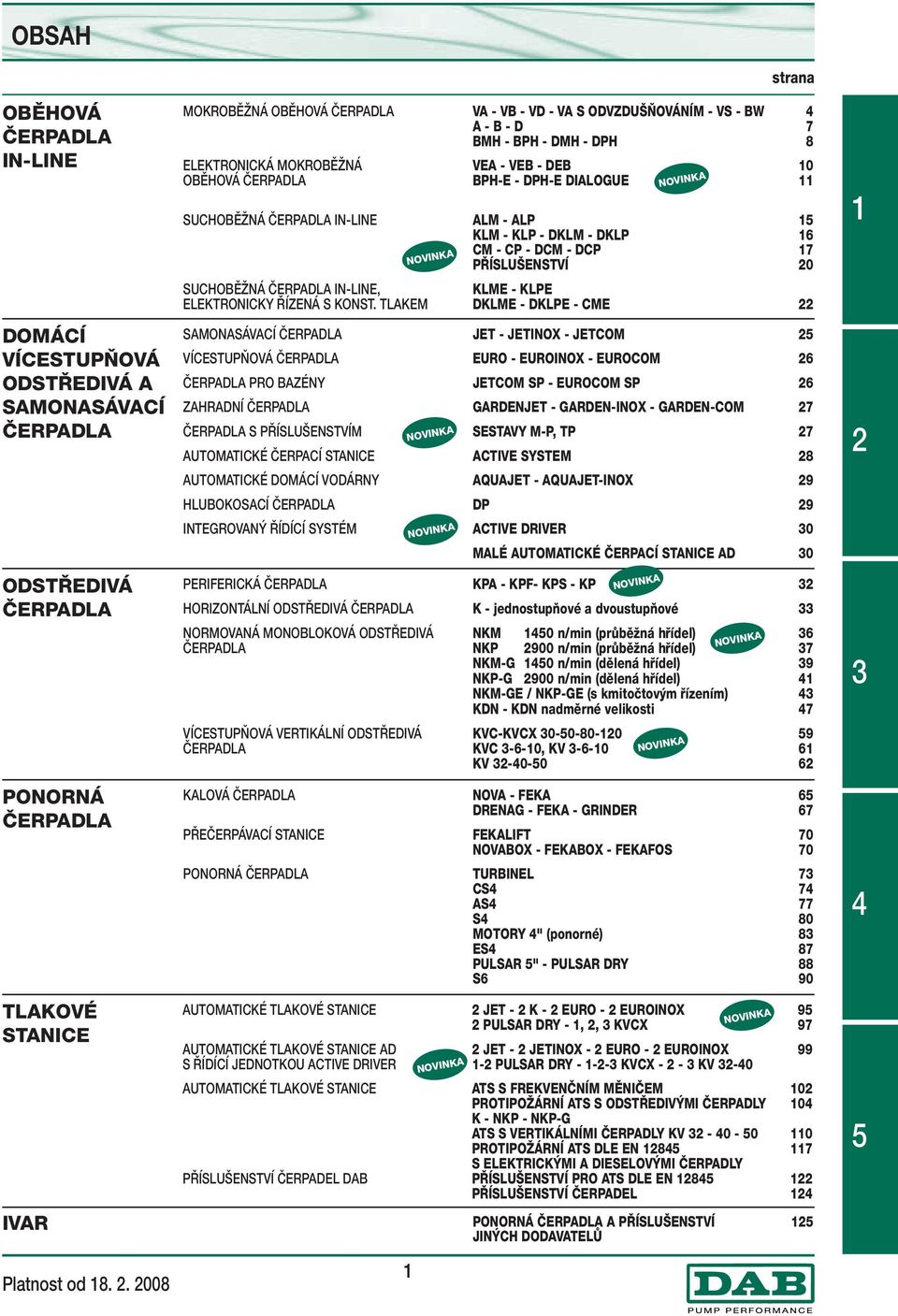 11 SUCHOBĚŽNÁ ČERPADLA IN-LINE ALM - ALP 15 KLM - KLP - DKLM - DKLP 16 CM - CP - DCM - DCP 17 PŘÍSLUŠENSTVÍ 20 SUCHOBĚŽNÁ ČERPADLA IN-LINE, KLME - KLPE ELEKTRONICK ŘÍZENÁ S KONST.