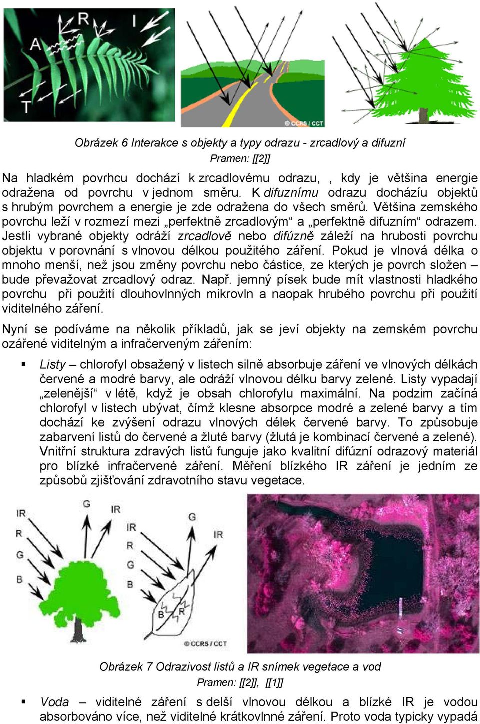 Jestli vybrané objekty odráží zrcadlově nebo difúzně záleží na hrubosti povrchu objektu v porovnání s vlnovou délkou použitého záření.