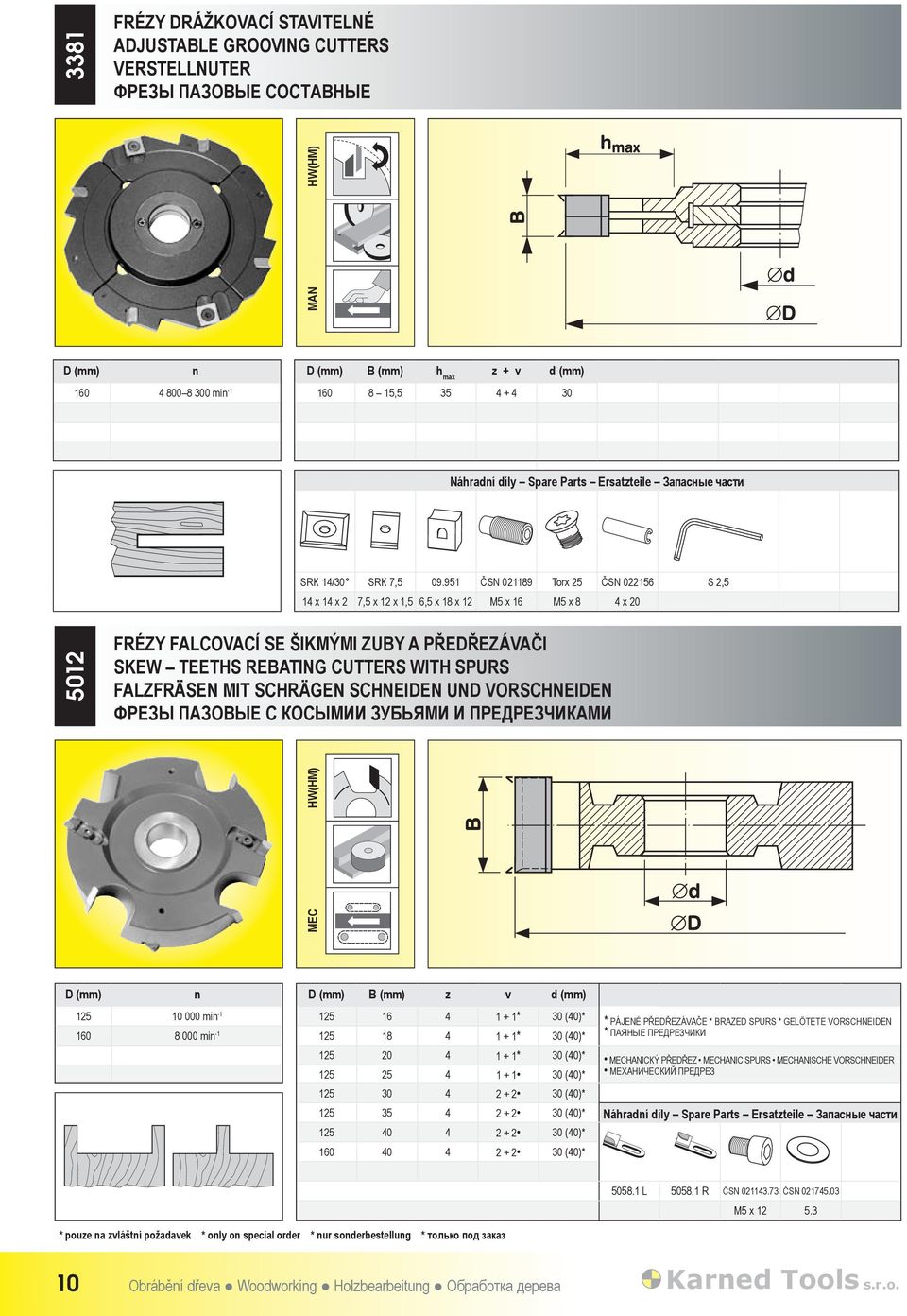 díly Spare Parts Ersatzteile Запасные части SRK 14/30 SRK 7,5 09.