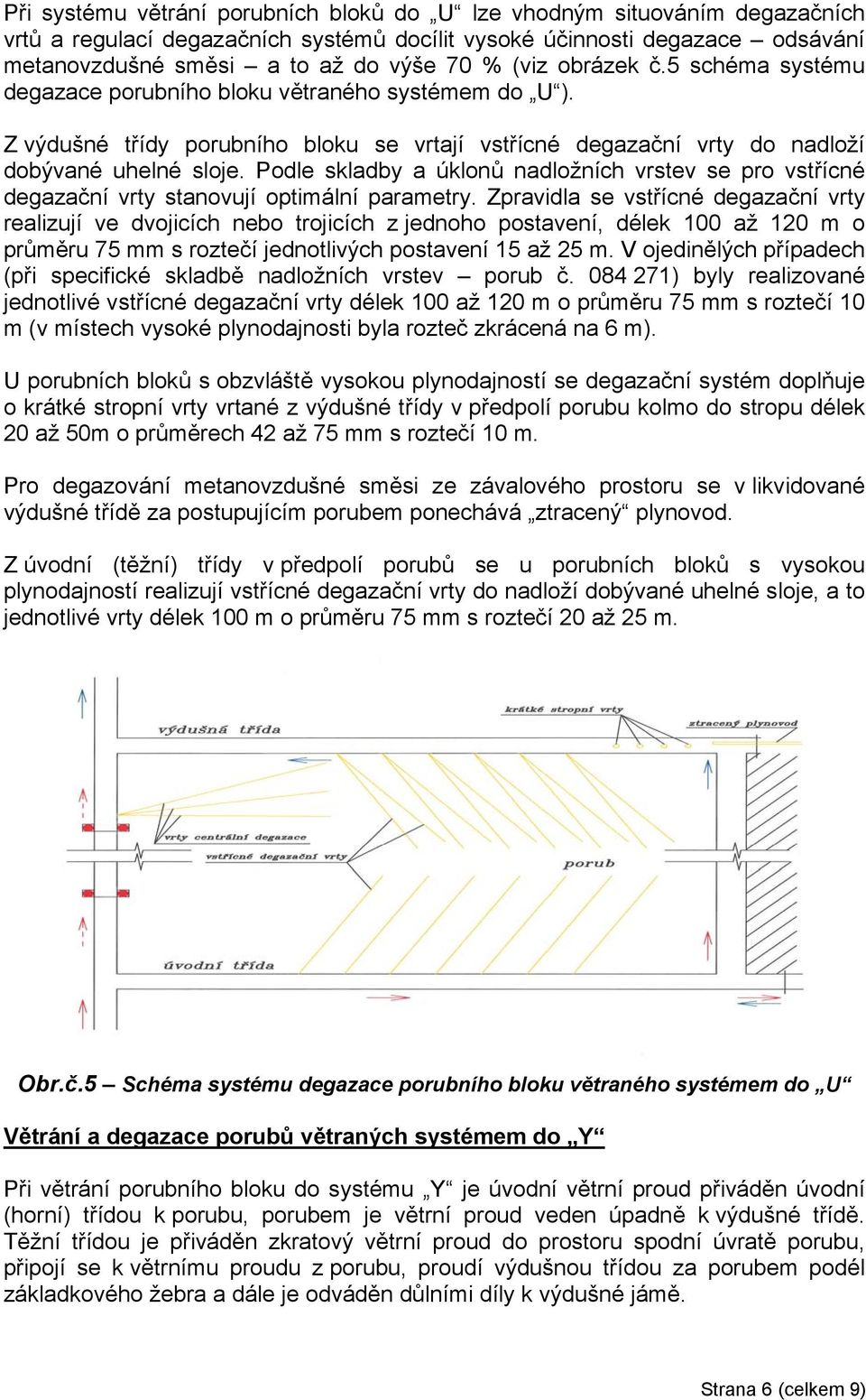 Podle skladby a úklonů nadložních vrstev se pro vstřícné degazační vrty stanovují optimální parametry.