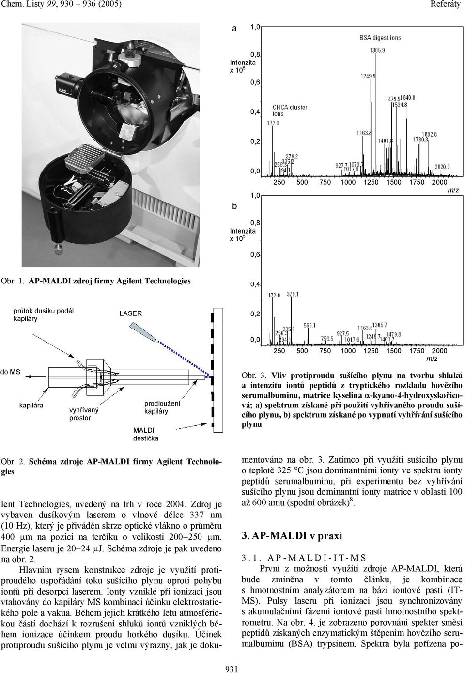 vyhřívného proudu sušícího plynu, b) spektrum získné po vypnutí vyhřívání sušícího plynu Obr. 2. Schém zdroje AP-MALDI firmy Agilent Technologies lent Technologies, uvedený n trh v roce 24.